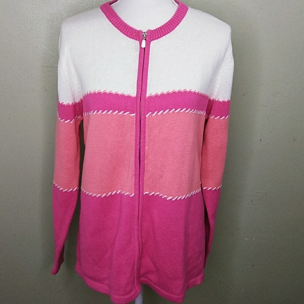Stitches in Time Zip Front Color Block Cardigan - M - NWOT